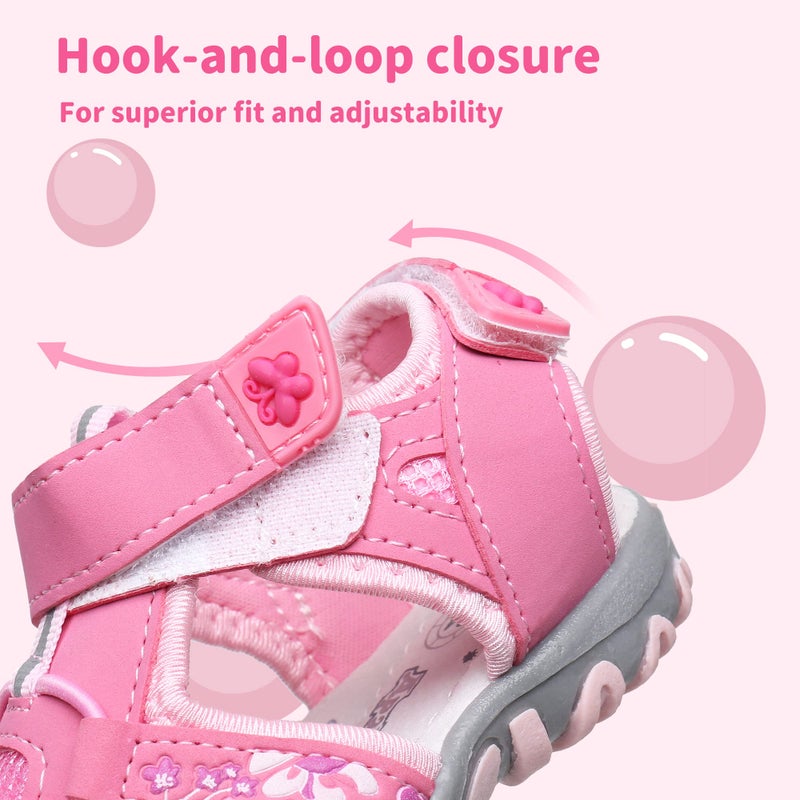 Apakowa Kids Girls Sandals Soft Sole Closed Toe Sandals Summer Shoes with Arch Support (Toddler/Little Kid) (Color : Y607PINK, Size : 6 M US Toddler) - Image 4